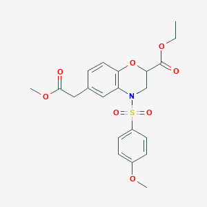 ethyl 6-(2-methoxy-2-oxoethyl)-4-[(4-methoxyphenyl)sulfonyl]-3,4-dihydro-2H-1,4-benzoxazine-2-carboxylate