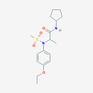 molecular formula C17H26N2O4S B301843 N-cyclopentyl-2-[4-ethoxy(methylsulfonyl)anilino]propanamide 