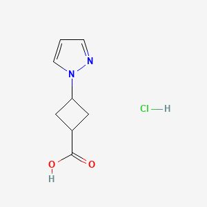 molecular formula C8H11ClN2O2 B3018477 3-Pyrazol-1-ylcyclobutane-1-carboxylic acid;hydrochloride CAS No. 2260932-73-6