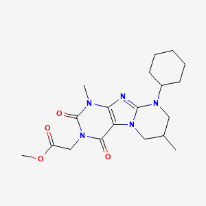 molecular formula C19H27N5O4 B3018509 methyl 2-(9-cyclohexyl-1,7-dimethyl-2,4-dioxo-7,8-dihydro-6H-purino[7,8-a]pyrimidin-3-yl)acetate CAS No. 876899-51-3
