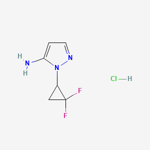 molecular formula C6H8ClF2N3 B3018510 2-(2,2-Difluorocyclopropyl)pyrazol-3-amine;hydrochloride CAS No. 2248353-37-7