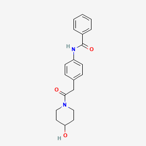 molecular formula C20H22N2O3 B3018537 N-(4-(2-(4-hydroxypiperidin-1-yl)-2-oxoethyl)phenyl)benzamide CAS No. 1235383-87-5