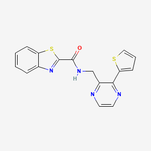 molecular formula C17H12N4OS2 B3018565 N-((3-(thiophen-2-yl)pyrazin-2-yl)methyl)benzo[d]thiazole-2-carboxamide CAS No. 2034424-74-1