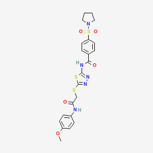 N-(5-((2-((4-methoxyphenyl)amino)-2-oxoethyl)thio)-1,3,4-thiadiazol-2-yl)-4-(pyrrolidin-1-ylsulfonyl)benzamide