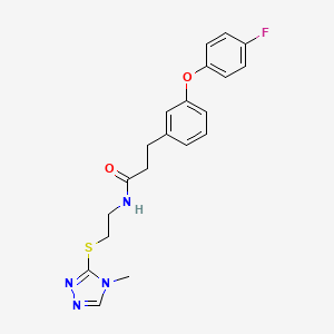 3-(3-(4-fluorophenoxy)phenyl)-N-(2-((4-methyl-4H-1,2,4-triazol-3-yl)thio)ethyl)propanamide