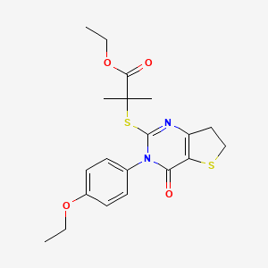 molecular formula C20H24N2O4S2 B3018589 ethyl 2-{[3-(4-ethoxyphenyl)-4-oxo-3H,4H,6H,7H-thieno[3,2-d]pyrimidin-2-yl]sulfanyl}-2-methylpropanoate CAS No. 686772-77-0