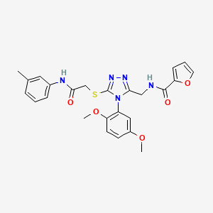molecular formula C25H25N5O5S B3018614 N-{[4-(2,5-dimethoxyphenyl)-5-({[(3-methylphenyl)carbamoyl]methyl}sulfanyl)-4H-1,2,4-triazol-3-yl]methyl}furan-2-carboxamide CAS No. 309969-70-8