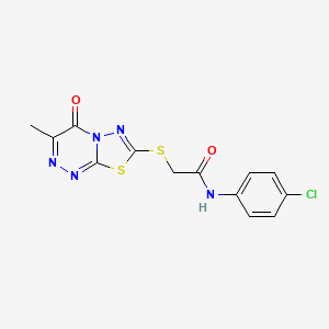 molecular formula C13H10ClN5O2S2 B3018633 N-(4-chlorophenyl)-2-({3-methyl-4-oxo-4H-[1,3,4]thiadiazolo[2,3-c][1,2,4]triazin-7-yl}sulfanyl)acetamide CAS No. 869073-87-0