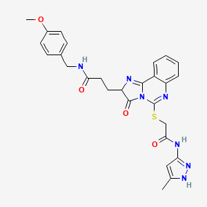 N-[(4-methoxyphenyl)methyl]-3-[5-({[(3-methyl-1H-pyrazol-5-yl)carbamoyl]methyl}sulfanyl)-3-oxo-2H,3H-imidazo[1,2-c]quinazolin-2-yl]propanamide