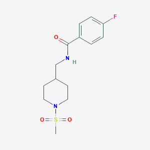 molecular formula C14H19FN2O3S B3018655 4-fluoro-N-((1-(methylsulfonyl)piperidin-4-yl)methyl)benzamide CAS No. 1235640-68-2