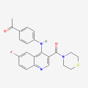 1-(4-((6-Fluoro-3-(thiomorpholine-4-carbonyl)quinolin-4-yl)amino)phenyl)ethanone