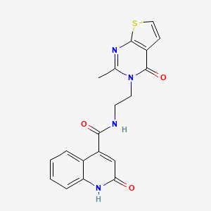 molecular formula C19H16N4O3S B3018663 2-hydroxy-N-(2-(2-methyl-4-oxothieno[2,3-d]pyrimidin-3(4H)-yl)ethyl)quinoline-4-carboxamide CAS No. 1903636-75-8