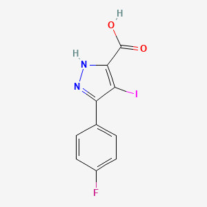 molecular formula C10H6FIN2O2 B3018664 5-(4-fluorophenyl)-4-iodo-1H-pyrazole-3-carboxylic acid CAS No. 2169225-52-7