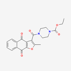 molecular formula C21H20N2O6 B3018704 ethyl 4-{2-methyl-4,9-dioxo-4H,9H-naphtho[2,3-b]furan-3-carbonyl}piperazine-1-carboxylate CAS No. 690640-81-4