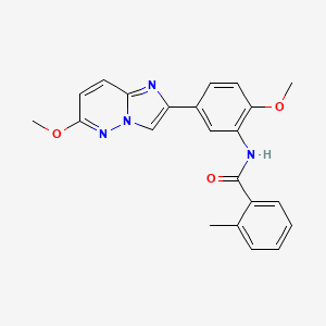 molecular formula C22H20N4O3 B3018762 N-(2-methoxy-5-{6-methoxyimidazo[1,2-b]pyridazin-2-yl}phenyl)-2-methylbenzamide CAS No. 953214-87-4
