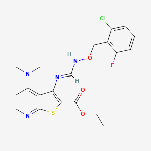 molecular formula C20H20ClFN4O3S B3018796 ethyl 3-[(E)-N'-[(2-chloro-6-fluorophenyl)methoxy]imidamido]-4-(dimethylamino)thieno[2,3-b]pyridine-2-carboxylate CAS No. 341967-25-7