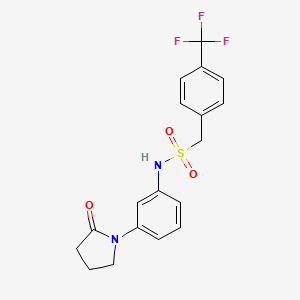 molecular formula C18H17F3N2O3S B3018802 N-[3-(2-oxopyrrolidin-1-yl)phenyl]-1-[4-(trifluoromethyl)phenyl]methanesulfonamide CAS No. 1396781-68-2
