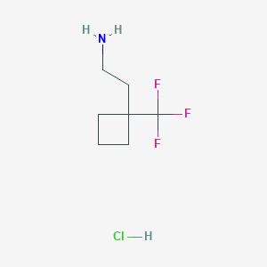 molecular formula C7H13ClF3N B3018830 2-(1-(Trifluoromethyl)cyclobutyl)ethanamine hydrochloride CAS No. 2102412-83-7