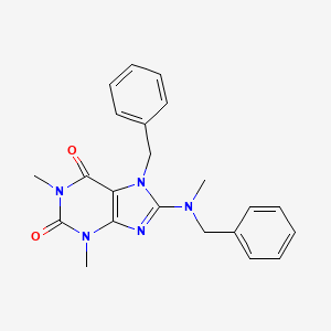 B3018890 7-benzyl-8-[benzyl(methyl)amino]-1,3-dimethyl-2,3,6,7-tetrahydro-1H-purine-2,6-dione CAS No. 500118-33-2