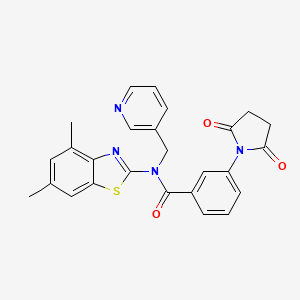 molecular formula C26H22N4O3S B3018915 N-(4,6-dimethylbenzo[d]thiazol-2-yl)-3-(2,5-dioxopyrrolidin-1-yl)-N-(pyridin-3-ylmethyl)benzamide CAS No. 895420-76-5