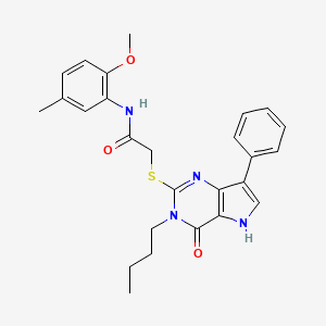 molecular formula C26H28N4O3S B3018927 2-((3-butyl-4-oxo-7-phenyl-4,5-dihydro-3H-pyrrolo[3,2-d]pyrimidin-2-yl)thio)-N-(2-methoxy-5-methylphenyl)acetamide CAS No. 1261009-20-4