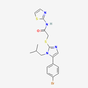 molecular formula C18H19BrN4OS2 B3018933 2-((5-(4-bromophenyl)-1-isobutyl-1H-imidazol-2-yl)thio)-N-(thiazol-2-yl)acetamide CAS No. 1207035-34-4