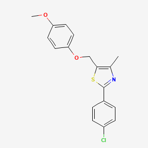 molecular formula C18H16ClNO2S B3018940 2-(4-Chlorophenyl)-5-[(4-methoxyphenoxy)methyl]-4-methyl-1,3-thiazole CAS No. 865658-28-2