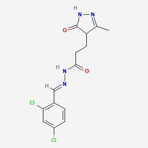 B3018941 (E)-N'-(2,4-dichlorobenzylidene)-3-(3-methyl-5-oxo-4,5-dihydro-1H-pyrazol-4-yl)propanehydrazide CAS No. 306302-95-4