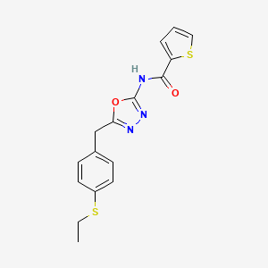 molecular formula C16H15N3O2S2 B3018971 N-(5-(4-(ethylthio)benzyl)-1,3,4-oxadiazol-2-yl)thiophene-2-carboxamide CAS No. 1172959-44-2