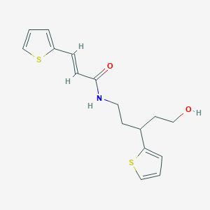 (E)-N-(5-hydroxy-3-(thiophen-2-yl)pentyl)-3-(thiophen-2-yl)acrylamide