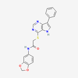 molecular formula C21H16N4O3S B3018995 N-1,3-benzodioxol-5-yl-2-[(7-phenyl-5H-pyrrolo[3,2-d]pyrimidin-4-yl)thio]acetamide CAS No. 1251698-09-5