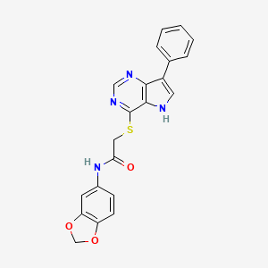 N-1,3-benzodioxol-5-yl-2-[(7-phenyl-5H-pyrrolo[3,2-d]pyrimidin-4-yl)thio]acetamide