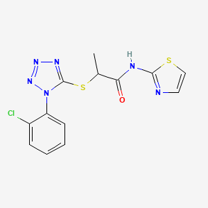 B3019002 2-((1-(2-chlorophenyl)-1H-tetrazol-5-yl)thio)-N-(thiazol-2-yl)propanamide CAS No. 924838-07-3