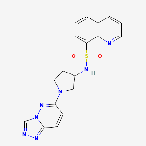 molecular formula C18H17N7O2S B3019015 N-(1-([1,2,4]triazolo[4,3-b]pyridazin-6-yl)pyrrolidin-3-yl)quinoline-8-sulfonamide CAS No. 2034588-93-5