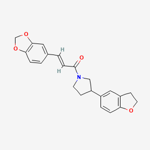 (2E)-3-(2H-1,3-benzodioxol-5-yl)-1-[3-(2,3-dihydro-1-benzofuran-5-yl)pyrrolidin-1-yl]prop-2-en-1-one
