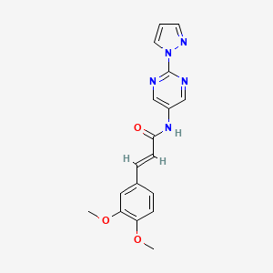 (E)-N-(2-(1H-pyrazol-1-yl)pyrimidin-5-yl)-3-(3,4-dimethoxyphenyl)acrylamide