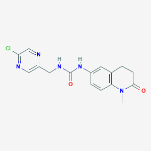 molecular formula C16H16ClN5O2 B3019070 1-[(5-Chloropyrazin-2-yl)methyl]-3-(1-methyl-2-oxo-1,2,3,4-tetrahydroquinolin-6-yl)urea CAS No. 2094829-74-8