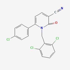 molecular formula C19H11Cl3N2O B3019090 6-(4-Chlorophenyl)-1-(2,6-dichlorobenzyl)-2-oxo-1,2-dihydro-3-pyridinecarbonitrile CAS No. 339109-85-2