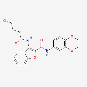 molecular formula C21H19ClN2O5 B3019094 3-(4-chlorobutanamido)-N-(2,3-dihydrobenzo[b][1,4]dioxin-6-yl)benzofuran-2-carboxamide CAS No. 888465-85-8