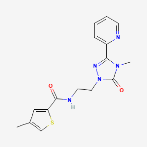 molecular formula C16H17N5O2S B3019102 4-methyl-N-(2-(4-methyl-5-oxo-3-(pyridin-2-yl)-4,5-dihydro-1H-1,2,4-triazol-1-yl)ethyl)thiophene-2-carboxamide CAS No. 1396861-72-5