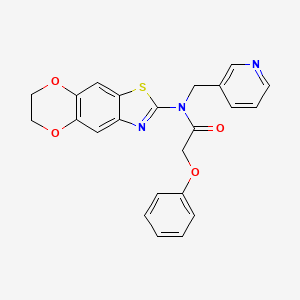 molecular formula C23H19N3O4S B3019103 N-(6,7-dihydro-[1,4]dioxino[2,3-f][1,3]benzothiazol-2-yl)-2-phenoxy-N-(pyridin-3-ylmethyl)acetamide CAS No. 895027-14-2
