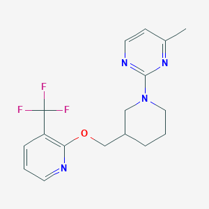 molecular formula C17H19F3N4O B3019106 4-Methyl-2-[3-[[3-(trifluoromethyl)pyridin-2-yl]oxymethyl]piperidin-1-yl]pyrimidine CAS No. 2379951-91-2