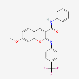 molecular formula C24H17F3N2O3 B3019107 (Z)-7-methoxy-N-phenyl-2-((4-(trifluoromethyl)phenyl)imino)-2H-chromene-3-carboxamide CAS No. 313976-01-1