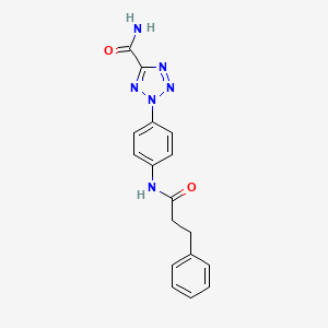 molecular formula C17H16N6O2 B3019109 2-(4-(3-phenylpropanamido)phenyl)-2H-tetrazole-5-carboxamide CAS No. 1396812-17-1