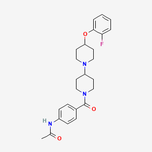 molecular formula C25H30FN3O3 B3019120 N-(4-(4-(2-fluorophenoxy)-[1,4'-bipiperidine]-1'-carbonyl)phenyl)acetamide CAS No. 1705236-73-2
