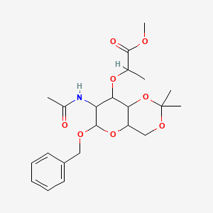 Methyl 2-((7-acetamido-6-(benzyloxy)-2,2-dimethylhexahydropyrano[3,2-d][1,3]dioxin-8-yl)oxy)propanoate