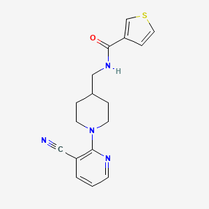 molecular formula C17H18N4OS B3019125 N-((1-(3-cyanopyridin-2-yl)piperidin-4-yl)methyl)thiophene-3-carboxamide CAS No. 1797573-62-6