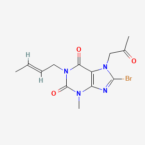 1-((2E)but-2-enyl)-8-bromo-3-methyl-7-(2-oxopropyl)-1,3,7-trihydropurine-2,6-d ione