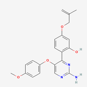 molecular formula C21H21N3O4 B3019128 6-[2-amino-5-(4-methoxyphenoxy)-1H-pyrimidin-6-ylidene]-3-(2-methylprop-2-enoxy)-1-cyclohexa-2,4-dienone CAS No. 850189-54-7