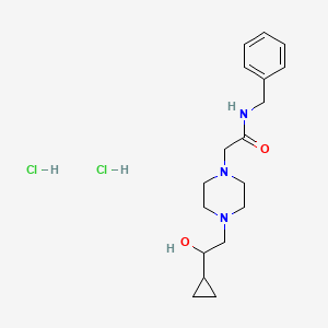 molecular formula C18H29Cl2N3O2 B3019142 N-benzyl-2-(4-(2-cyclopropyl-2-hydroxyethyl)piperazin-1-yl)acetamide dihydrochloride CAS No. 1396712-19-8